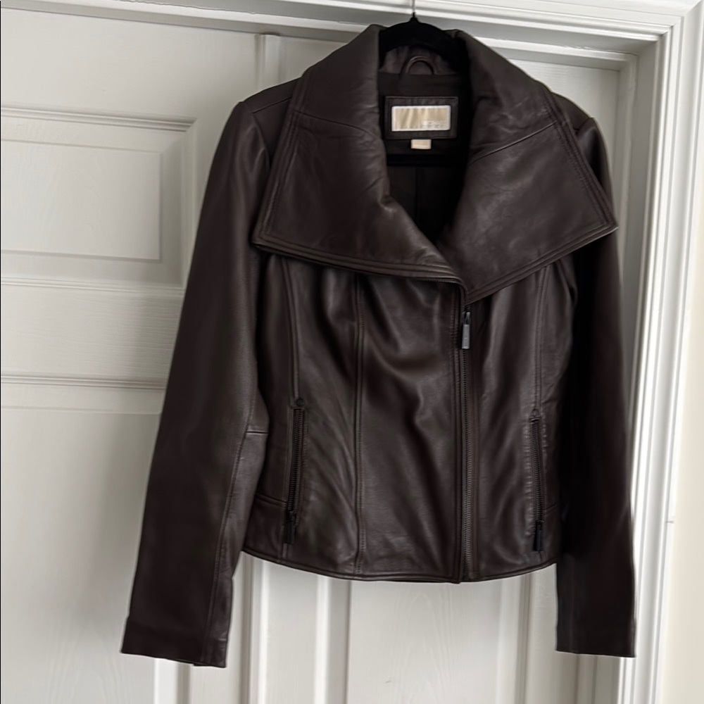 Michael Kors Brown Leather Jacket